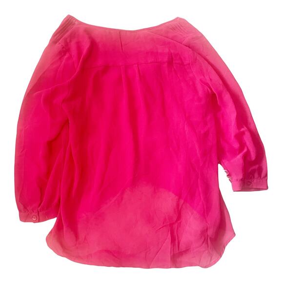 Pins & Needles UO Pink Sheer Button Down High Low Blouse Women's Size Medium - Picture 5 of 7